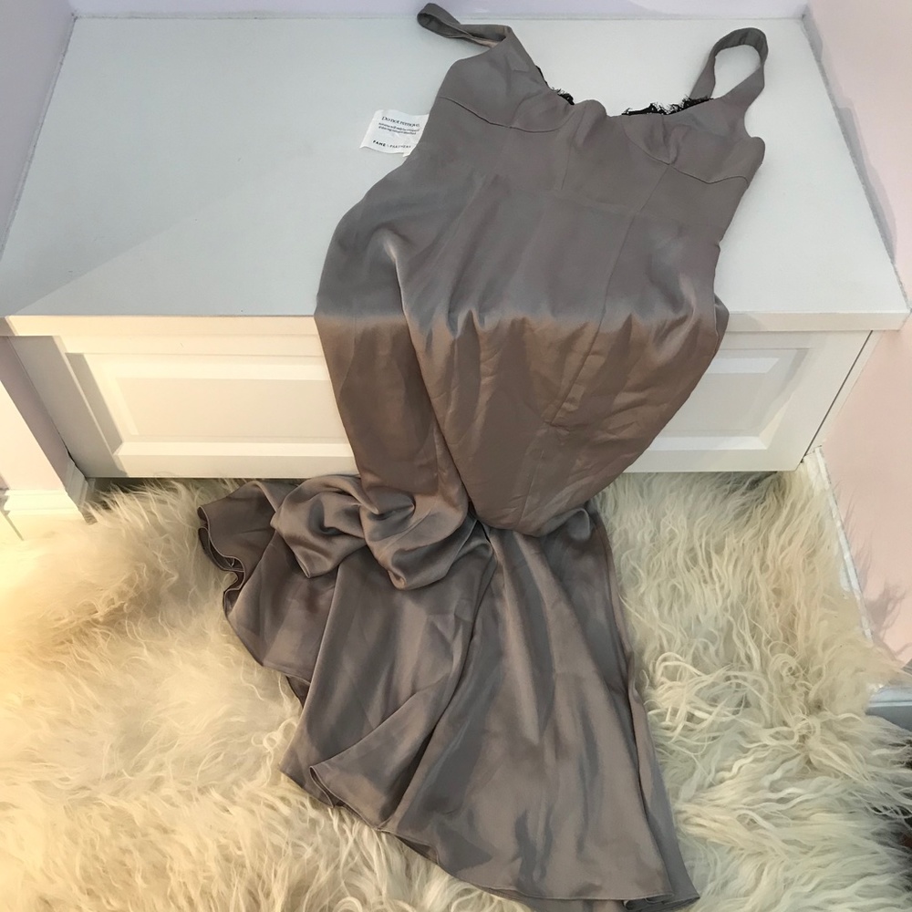 FAME AND PARTNERS Ara Satin Lace Trim Dress - Picture 2 of 7